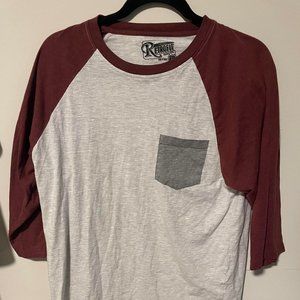 Large Red and White Three Quarter Sleeve Shirt
